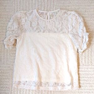Anthropologie Cream Lace Blouse